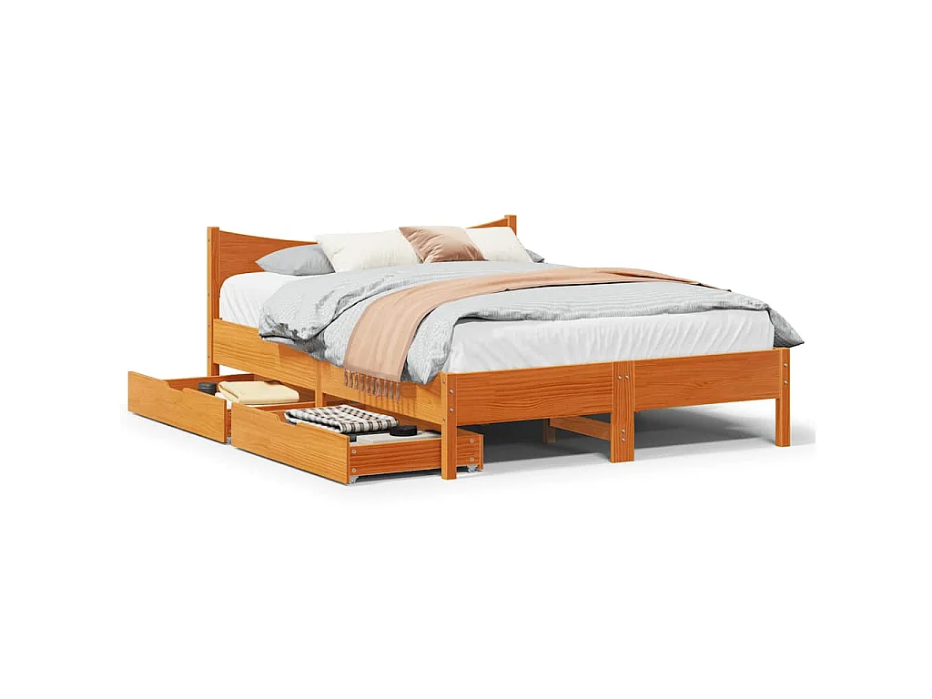 Giroletto Cassetti Marrone Cera 120x190 cm Legno Massello Pino