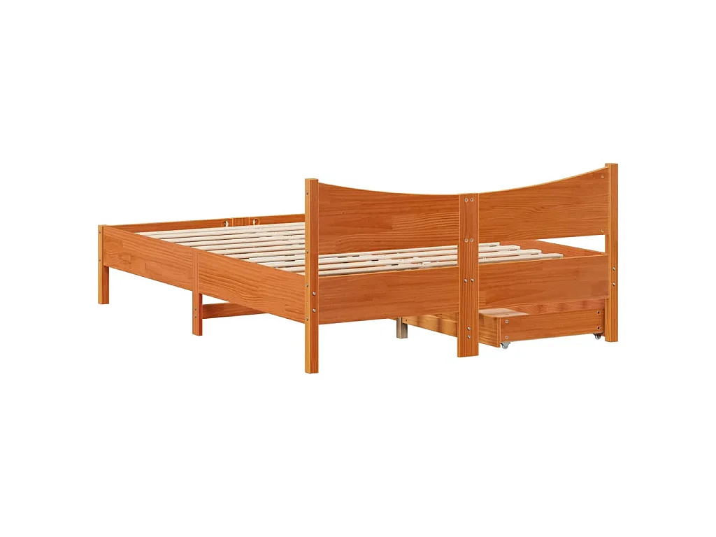 Giroletto Cassetti Marrone Cera 120x190 cm Legno Massello Pino