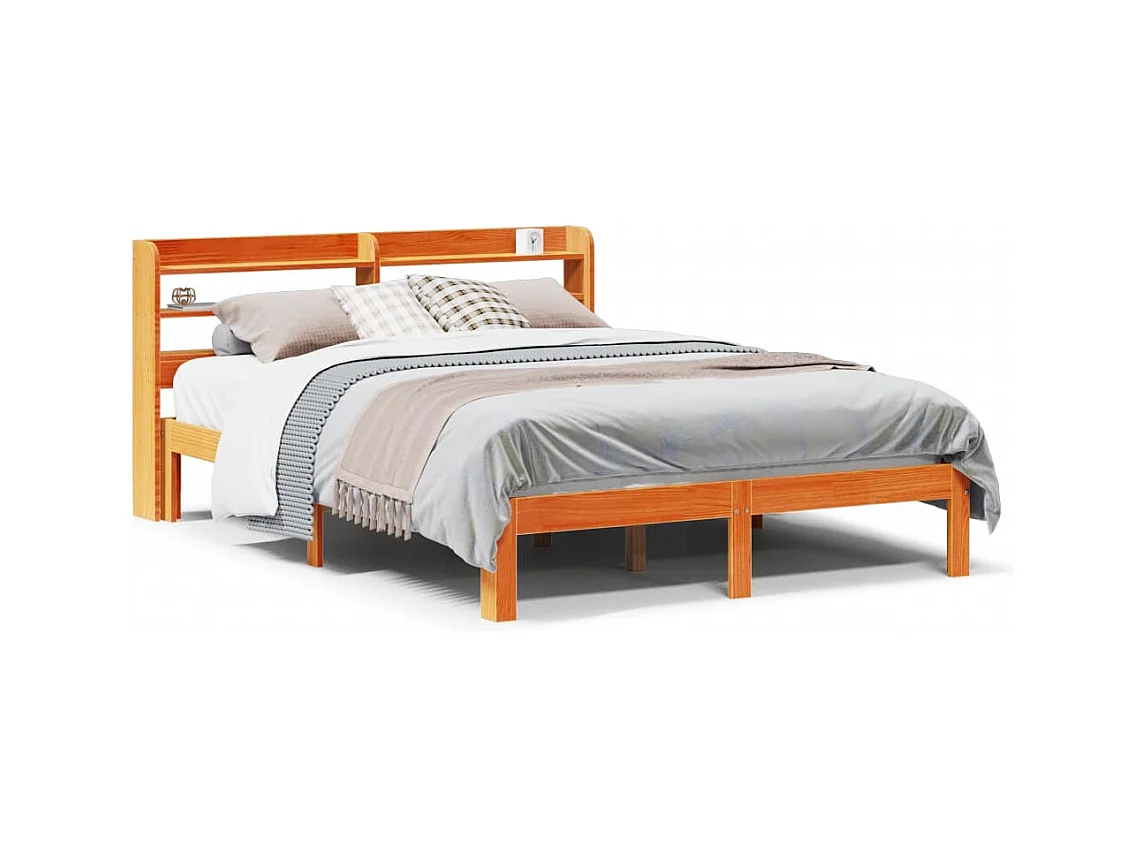 Cadre de lit sans matelas cire marron 120x200cm bois pin massif