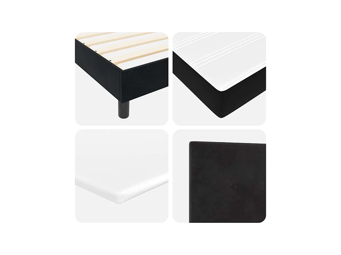 Lit à ressorts avec matelas Noir 120 x 200 cm tissu