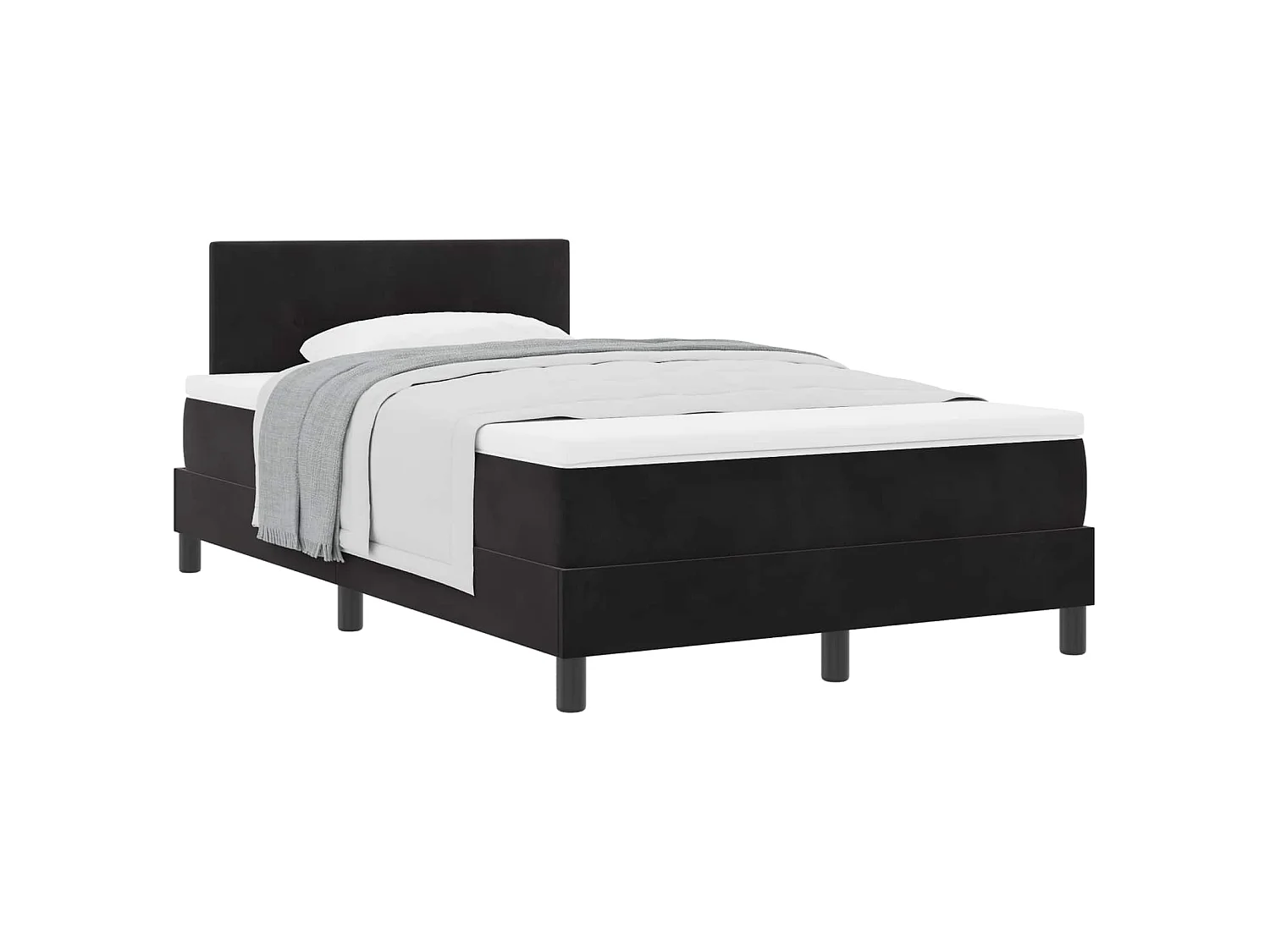 Cama tipo Box Spring con cabecera Negro 120 x 200 cm Terciopelo