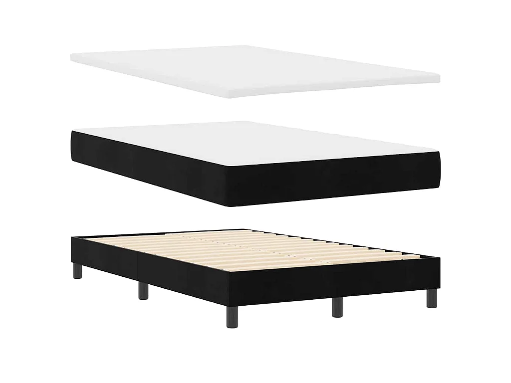 Cama tipo Box Spring con cabecera Negro 120 x 200 cm Terciopelo