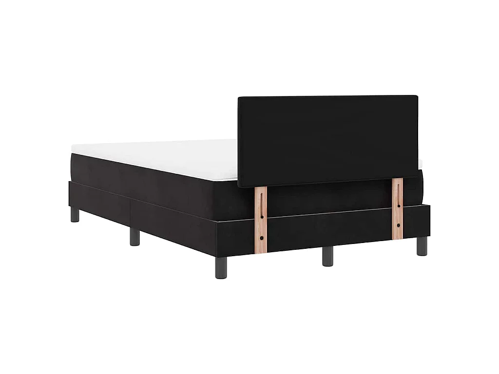 Cama tipo Box Spring con cabecera Negro 120 x 200 cm Terciopelo
