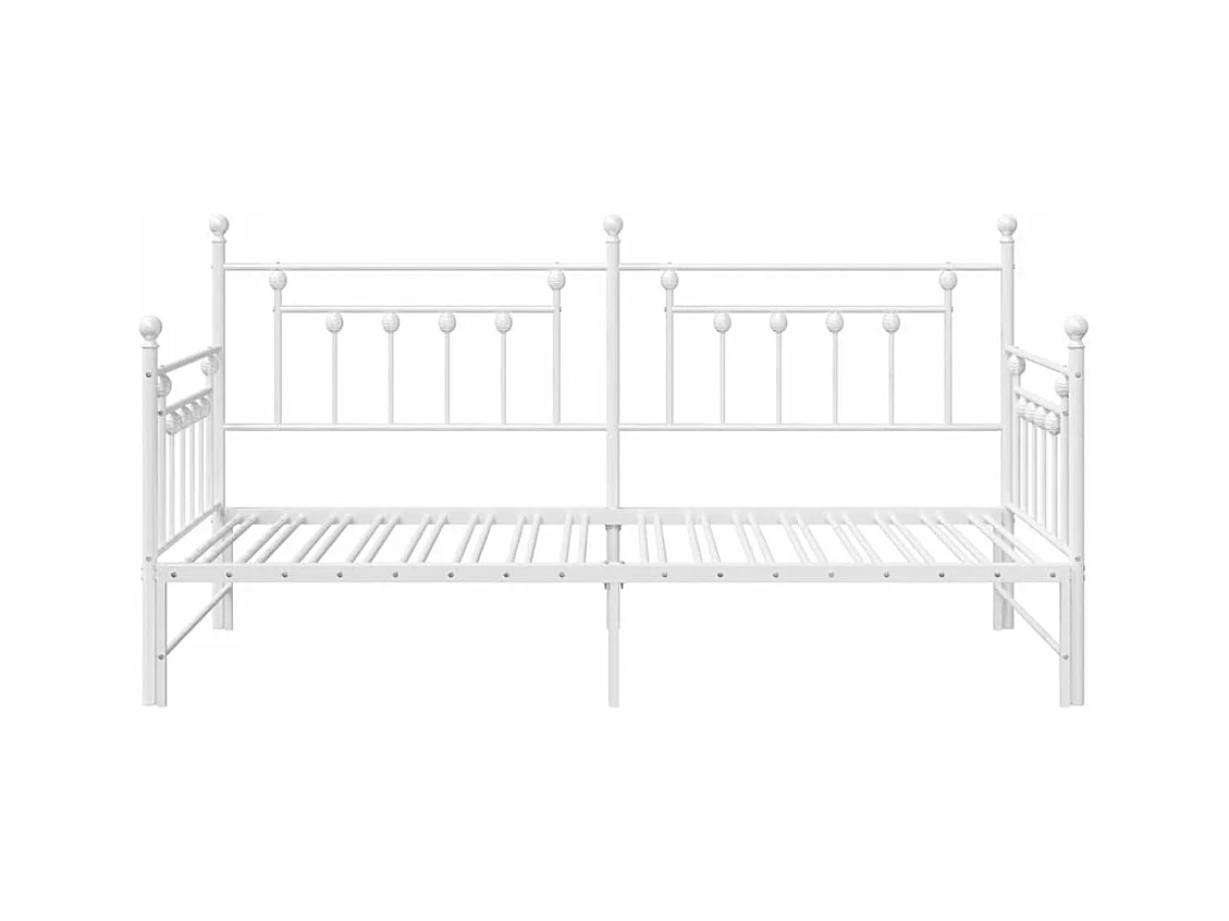 Cadre de lit de jour avec tête de lit Blanc 100 x 190 cm Acier