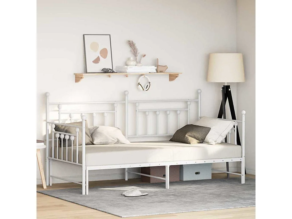 Bedframe voor een daybed Wit 100 x 190 cm Staal