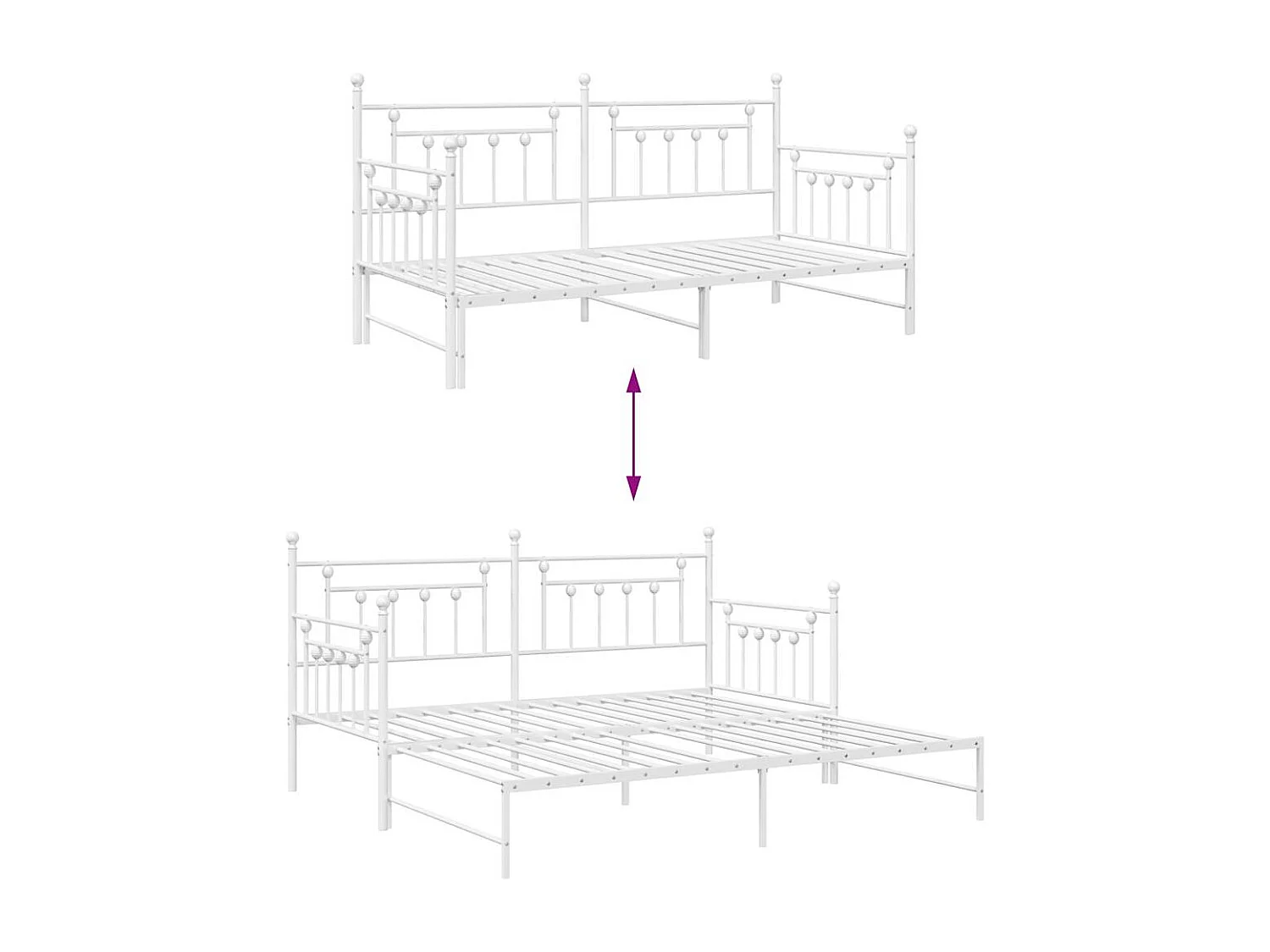 Bedframe voor een daybed Wit 100 x 190 cm Staal