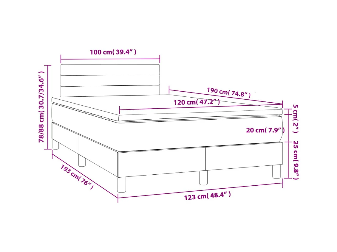 Boxspringbett mit Matratze Dunkelblau 120x190 cm Samt