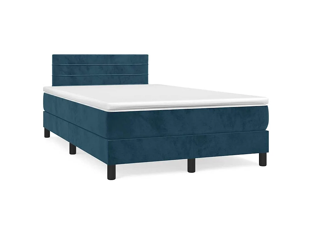 Giroletto a Molle con Materasso Blu Scuro 120x190 cm in Velluto