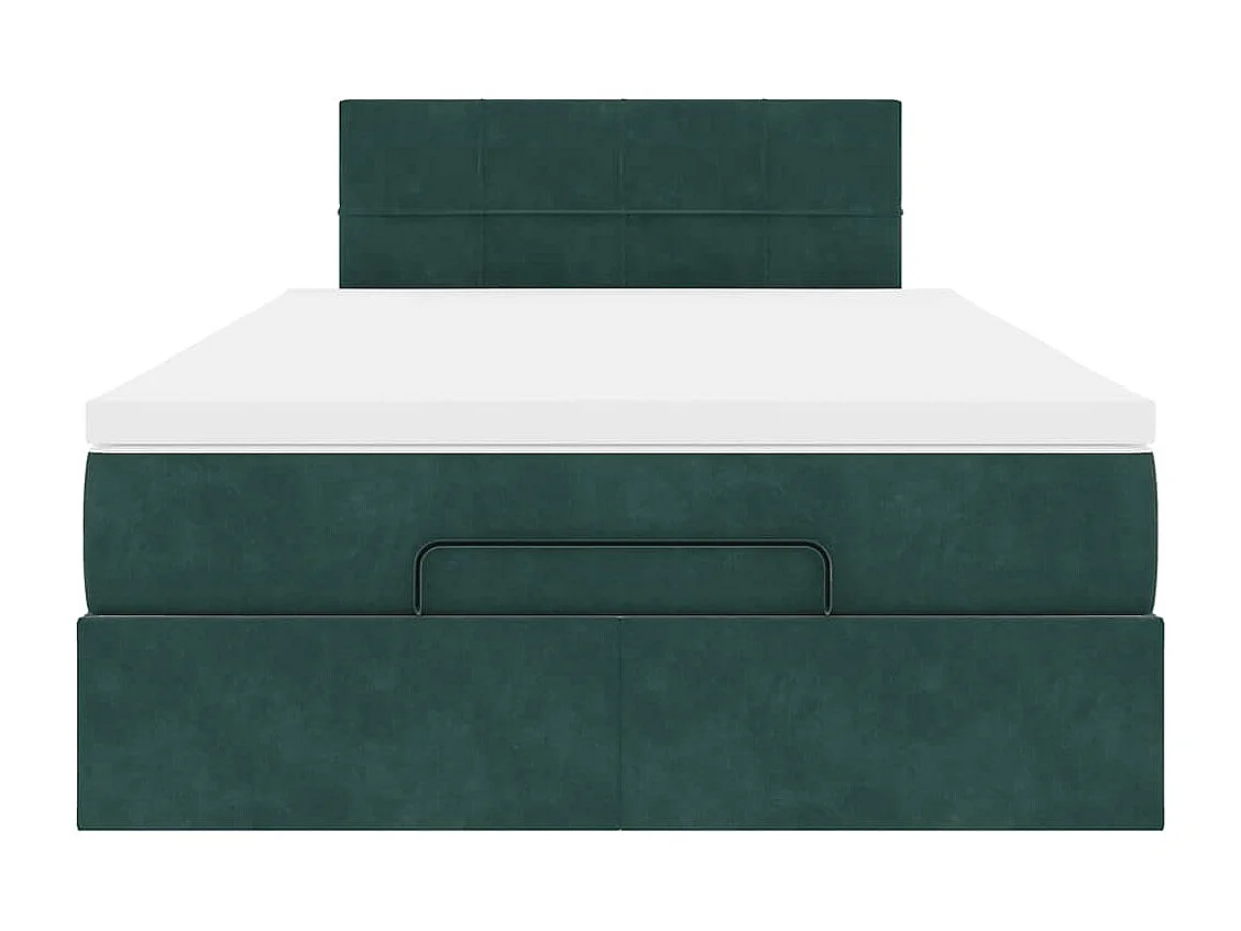 Pouf Letto con Materasso Verde Scuro 120x190 cm Velluto