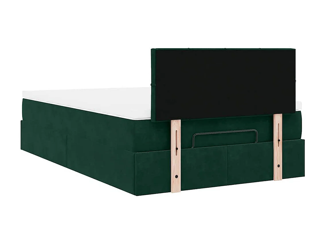 Pouf Letto con Materasso Verde Scuro 120x190 cm Velluto