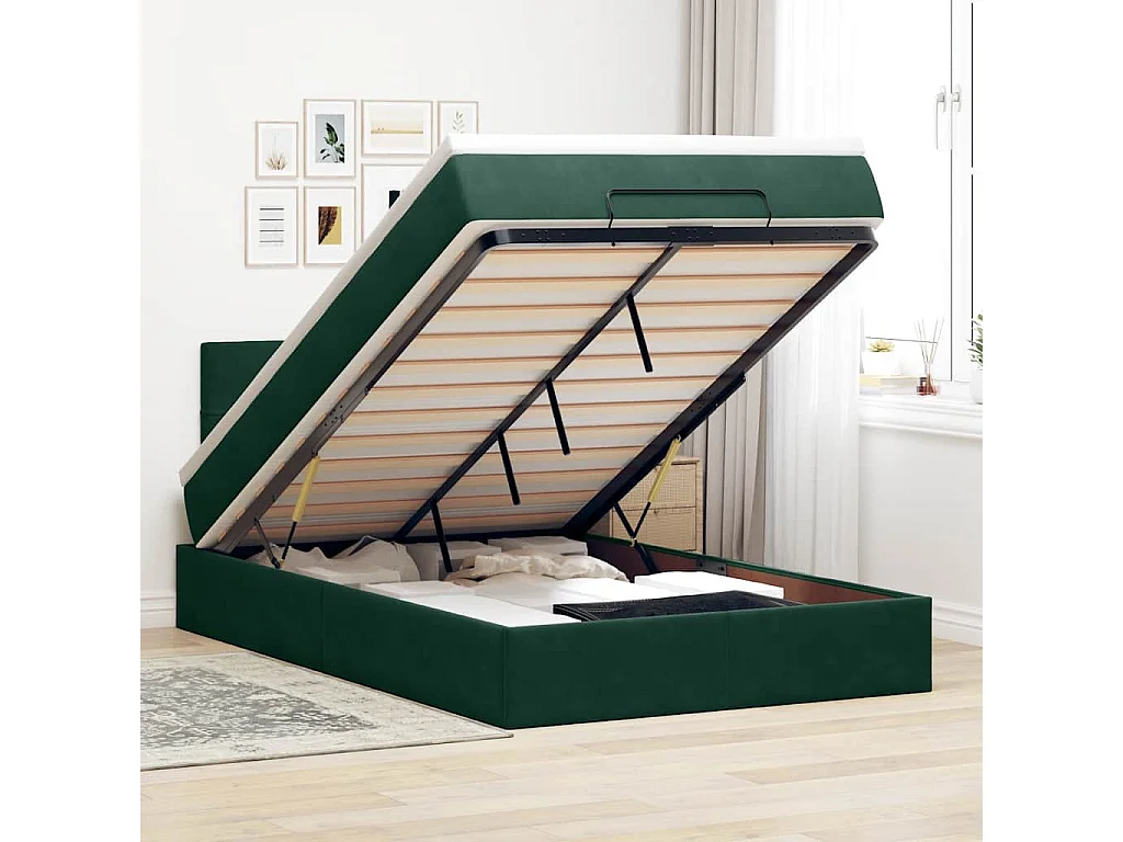 Bed poef met matras 120x190 cm fluweel donkergroen