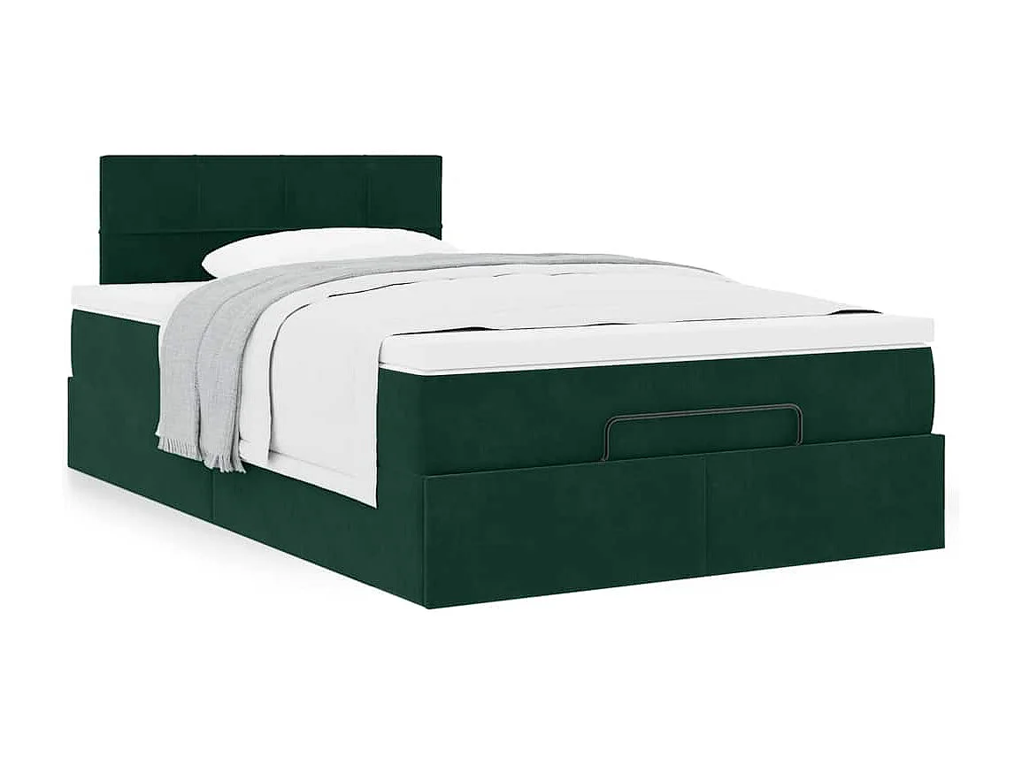 Bed poef met matras 120x190 cm fluweel donkergroen
