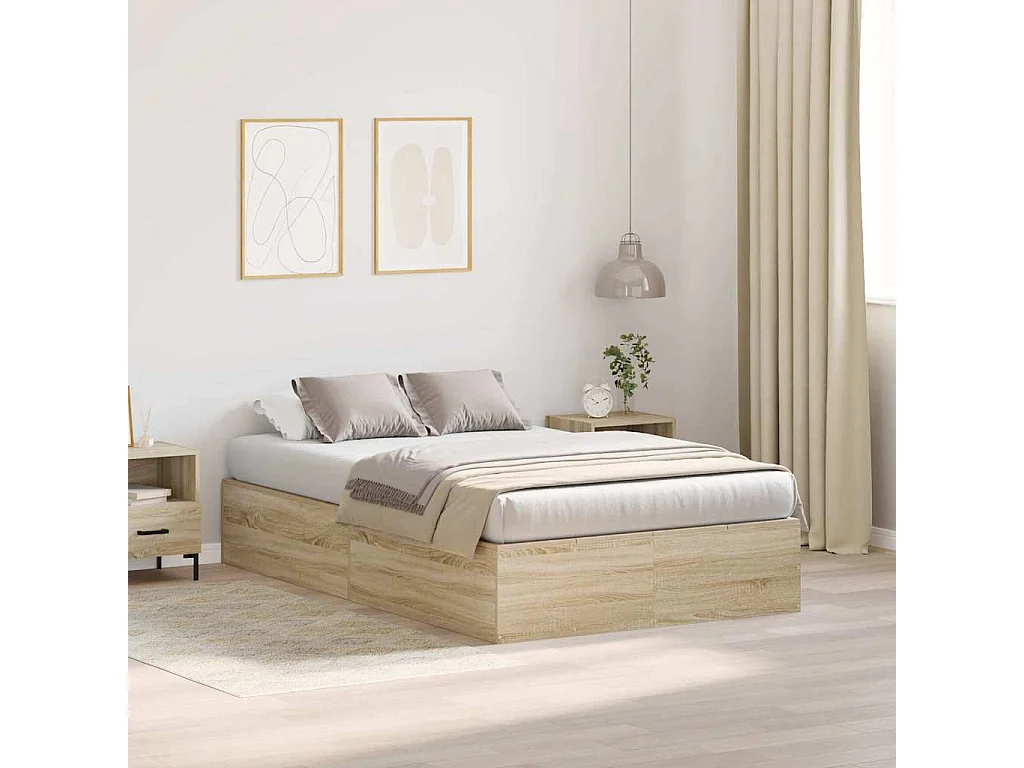 Cadre de lit avec rangement Chêne Sonoma 120 x 190 cm
