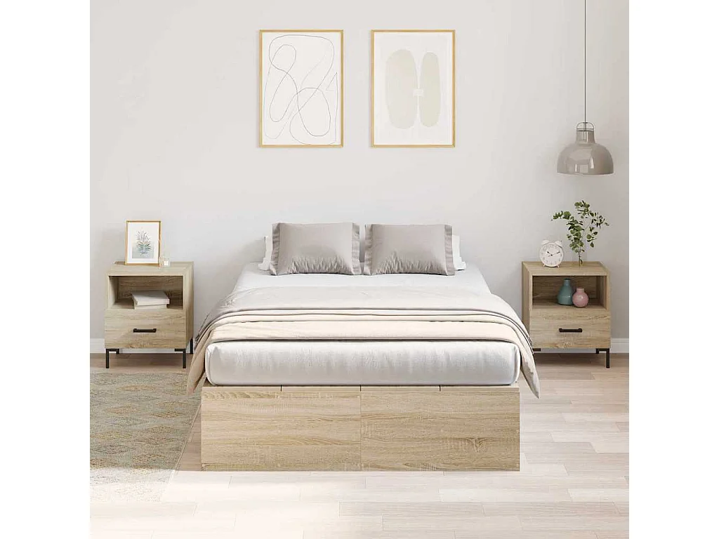 Cadre de lit avec rangement Chêne Sonoma 120 x 190 cm