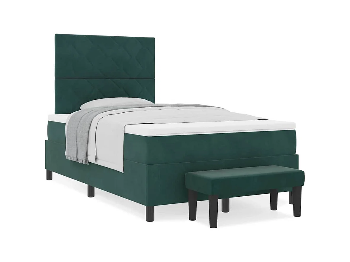 Boxspring bed met matras Donkergroen 120 x 190 cm Fluweel