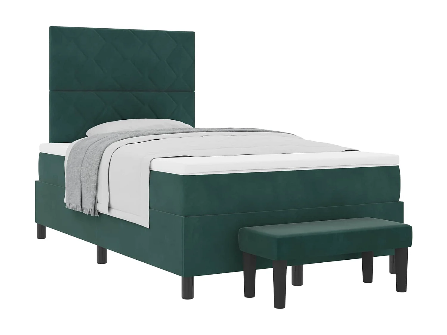 Lit à ressorts avec matelas Vert foncé 120 x 190 cm Velours