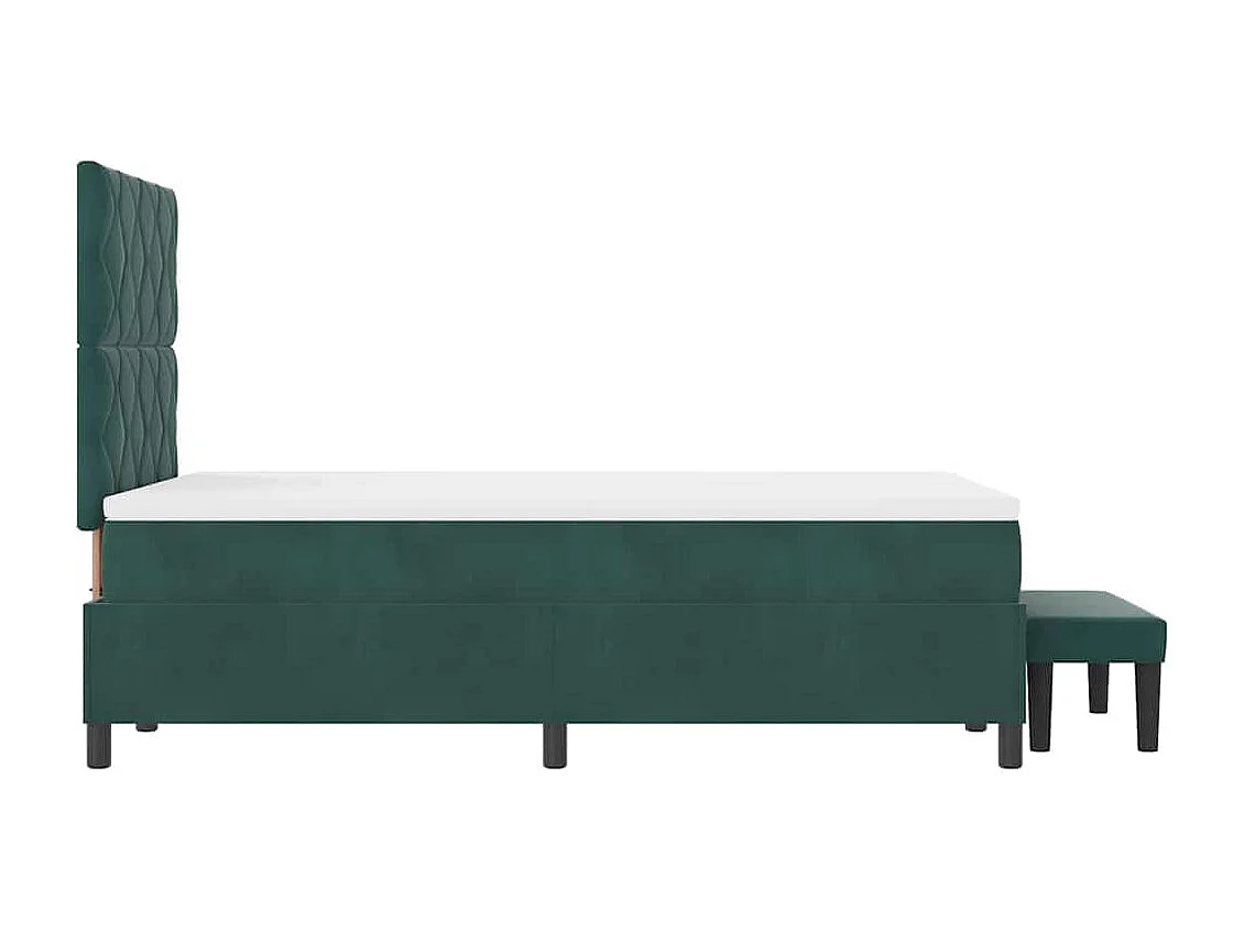 Lit à ressorts avec matelas Vert foncé 120 x 190 cm Velours