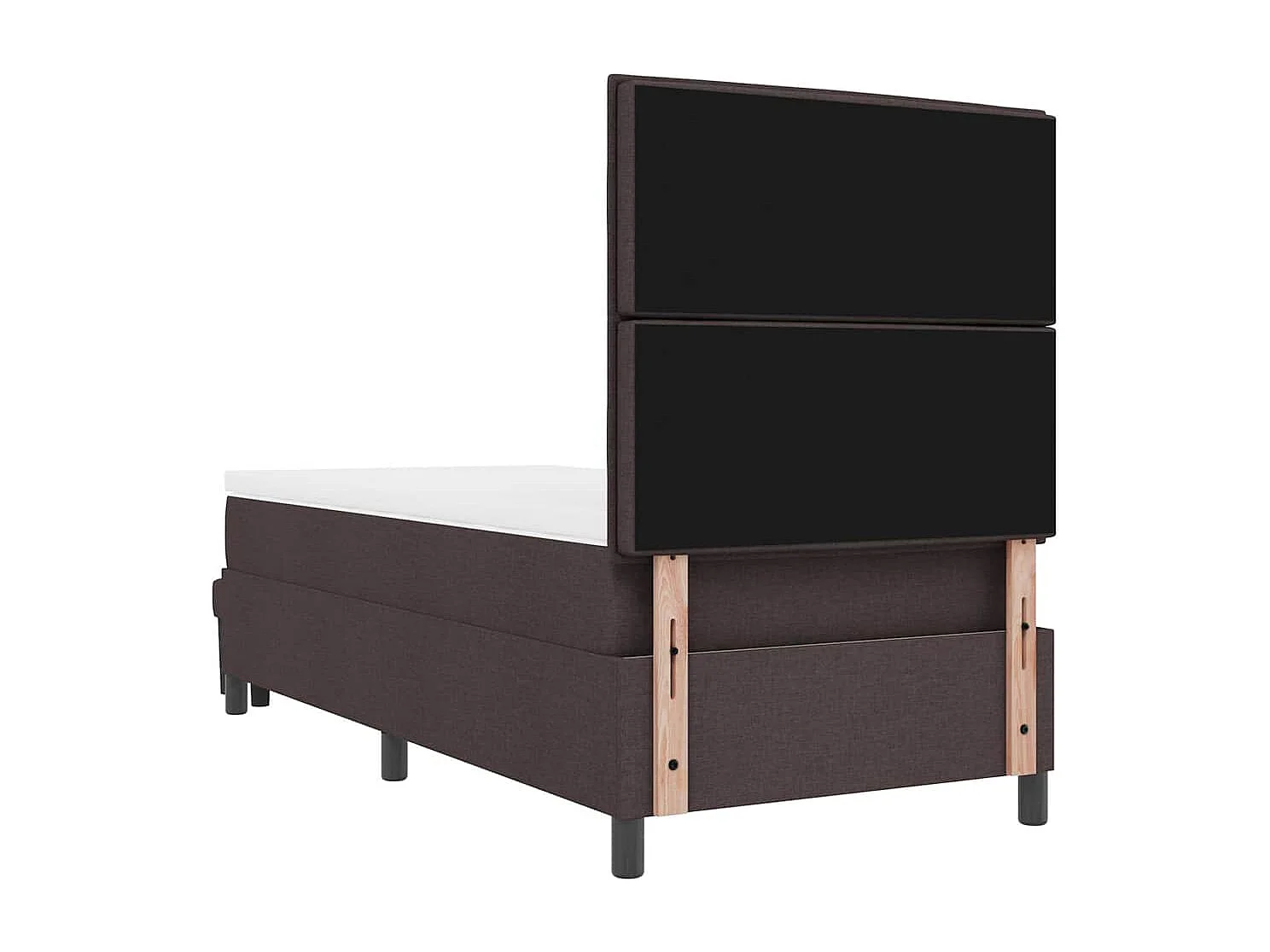 Lit à ressorts avec matelas Marron foncé 100 x 200 cm tissu