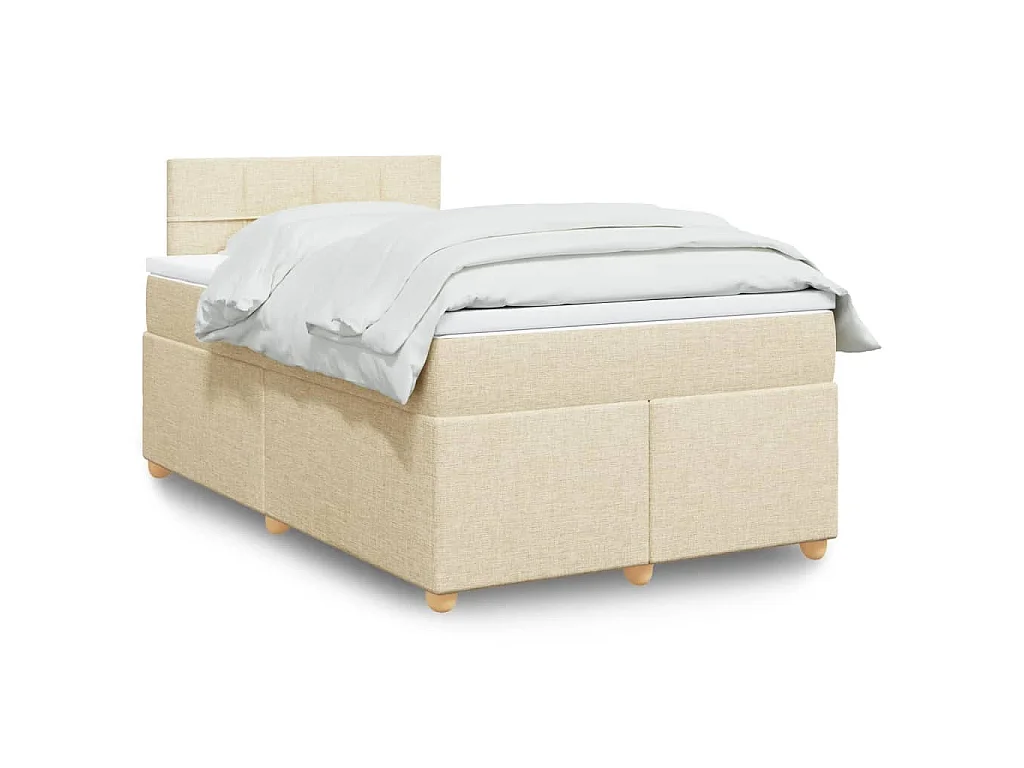 Sommier à lattes de lit avec matelas crème 120x190 cm tissu