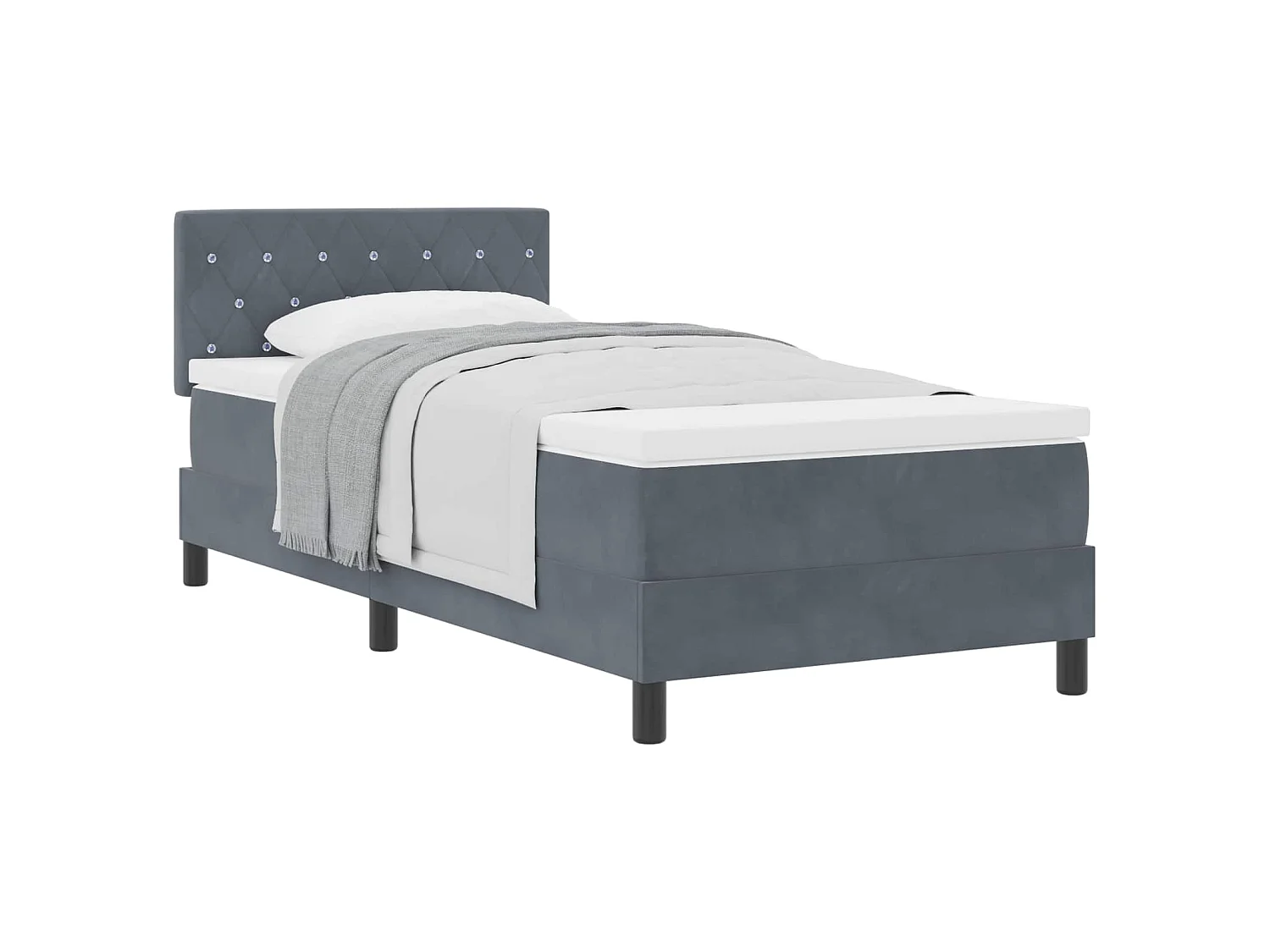 Cama tipo Box Spring Gris oscuro 100 x 200 cm Terciopelo