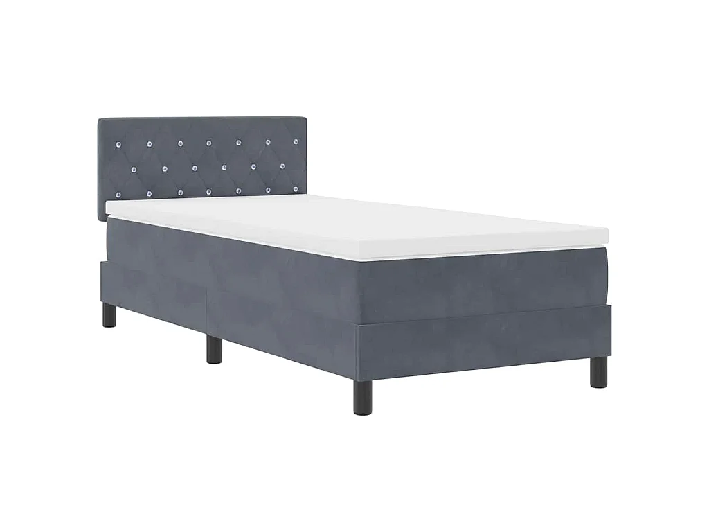 Cama tipo Box Spring Gris oscuro 100 x 200 cm Terciopelo