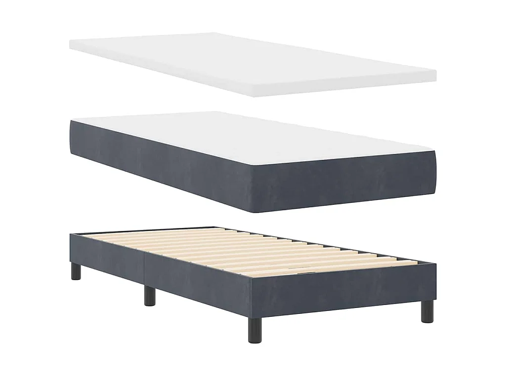 Cama tipo Box Spring Gris oscuro 100 x 200 cm Terciopelo