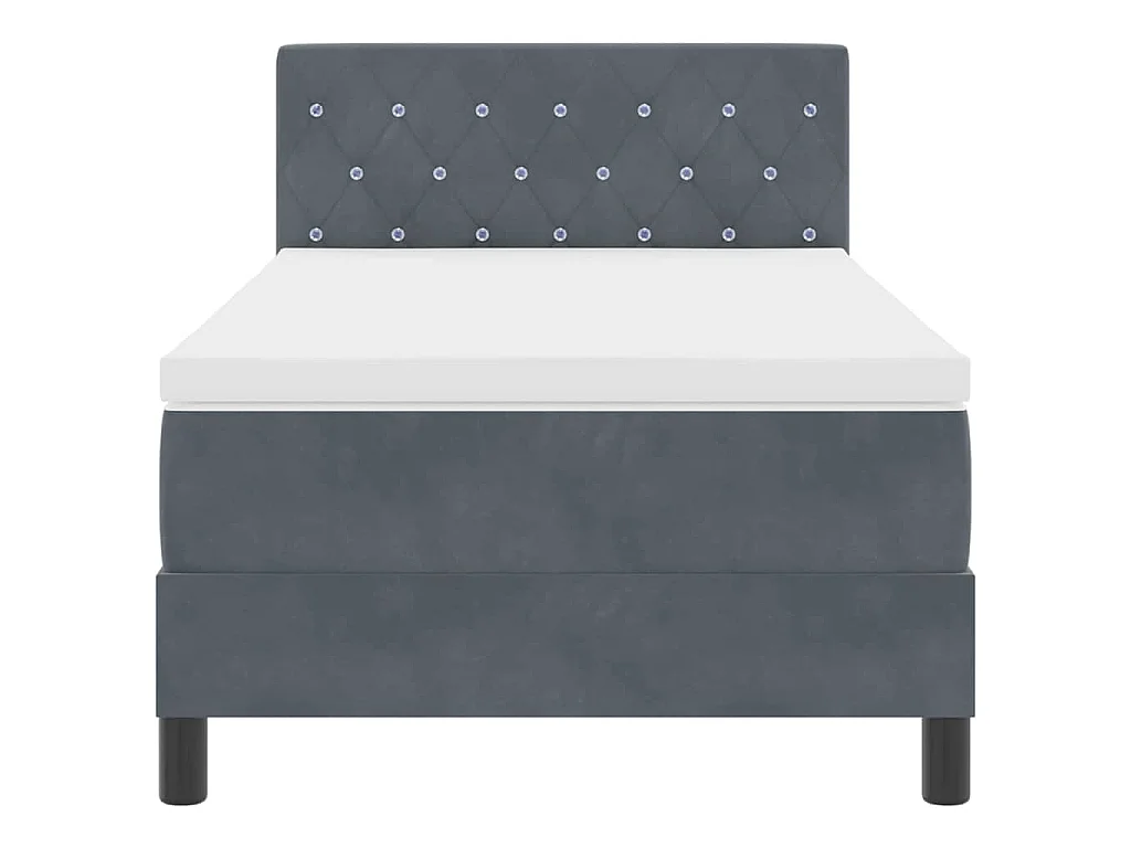 Cama tipo Box Spring Gris oscuro 100 x 200 cm Terciopelo