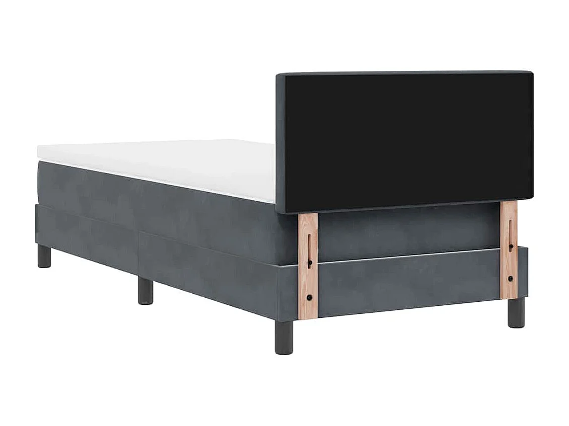 Cama tipo Box Spring Gris oscuro 100 x 200 cm Terciopelo