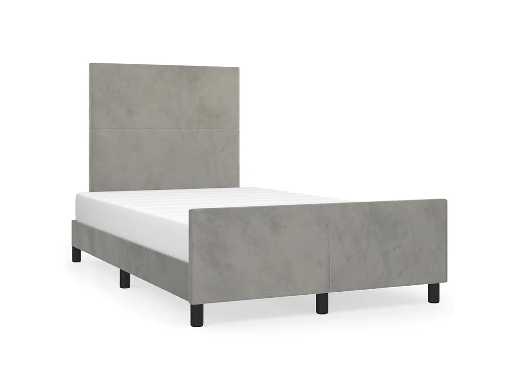 Cadre de lit sans matelas gris clair 120x200 cm velours