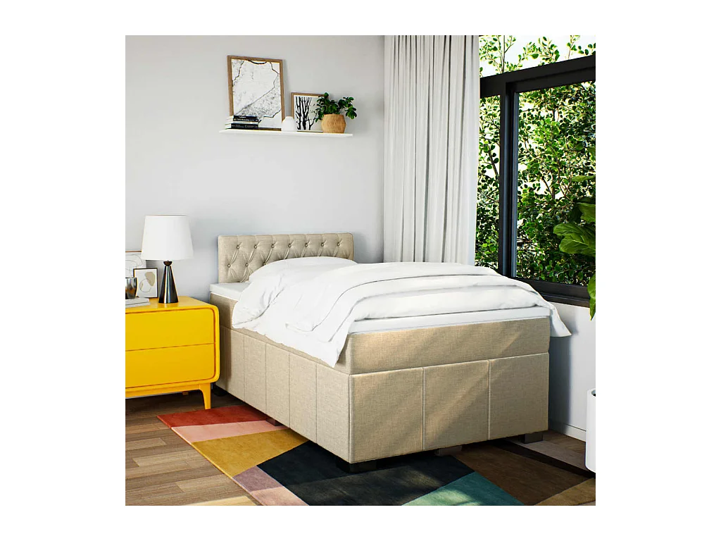 Boxspringbett mit Matratze Creme 120x200 cm Stoff