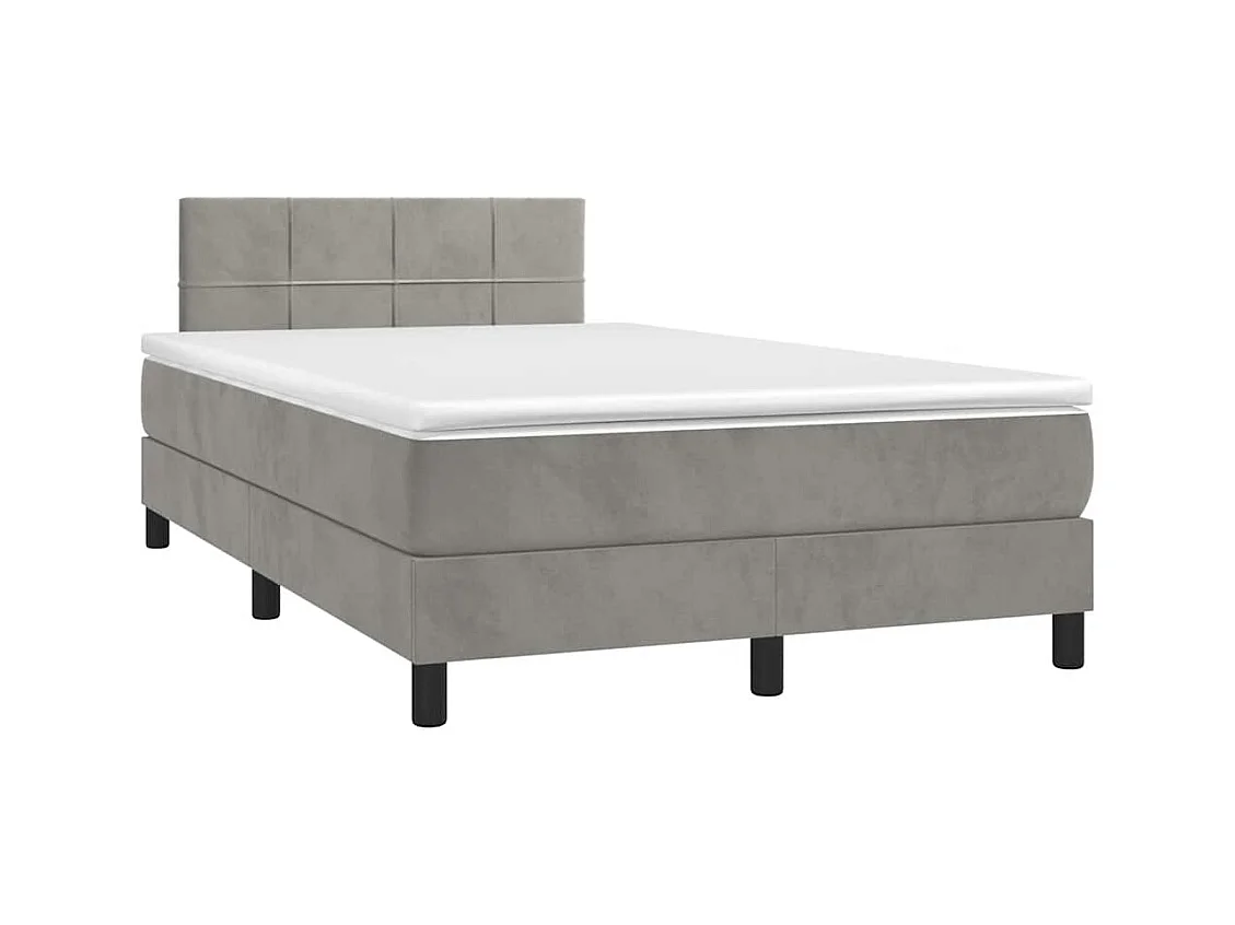 Sommier à lattes de lit avec matelas LED gris clair 120x190 cm