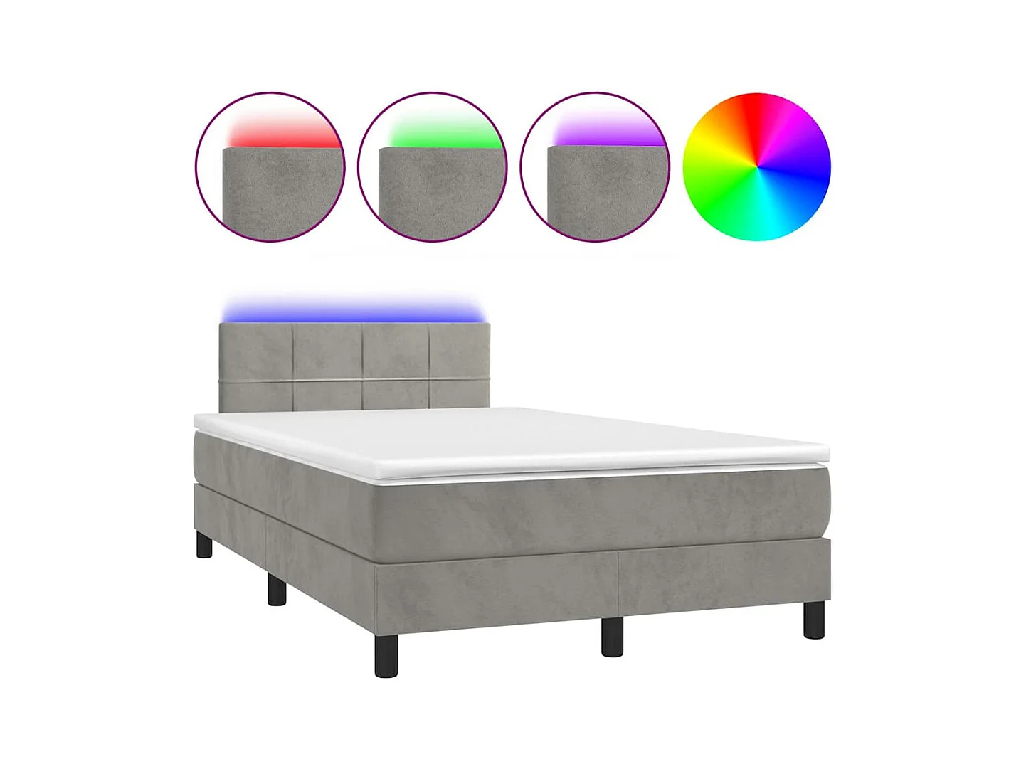 Sommier à lattes de lit avec matelas LED gris clair 120x190 cm
