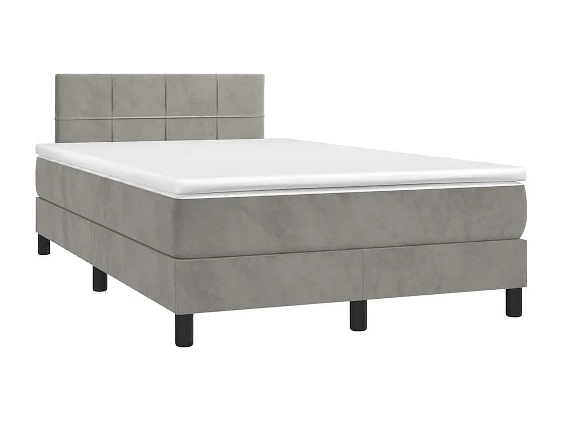 Boxspringbett mit Matratze & LED Hellgrau 120x190 cm Samt