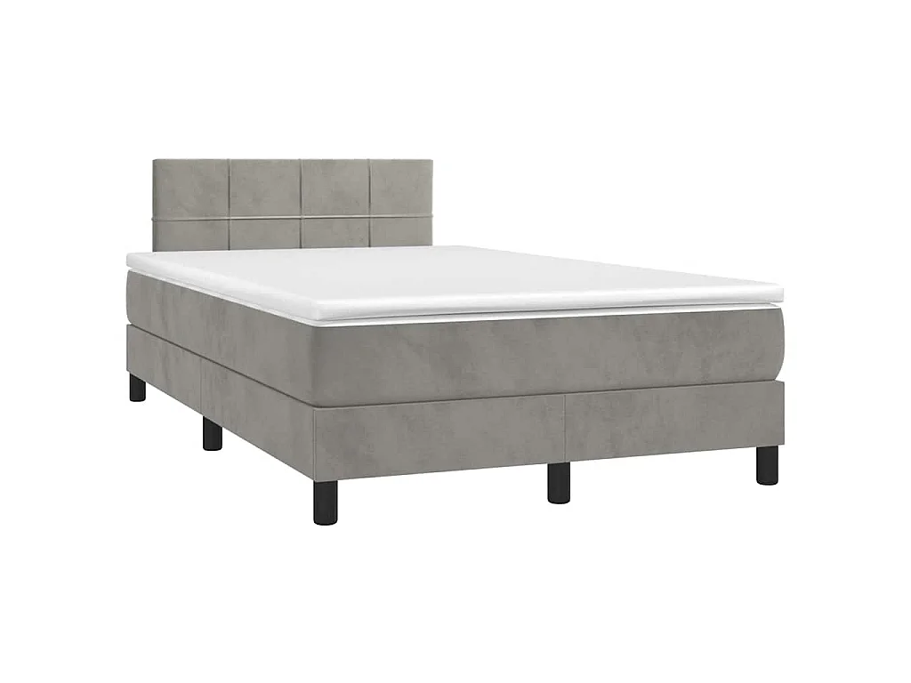 Boxspringbett mit Matratze & LED Hellgrau 120x190 cm Samt