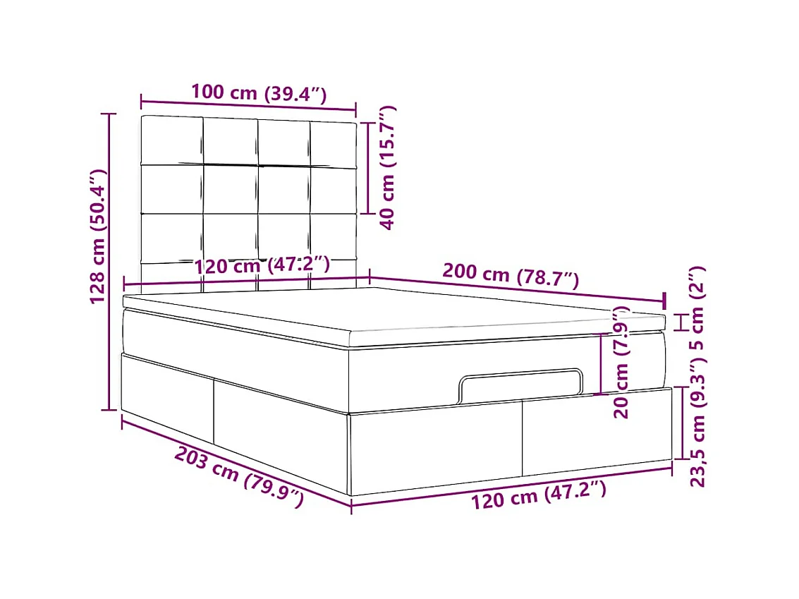 Ottoman bed met matrassen 120x200cm fluweel donkergroen