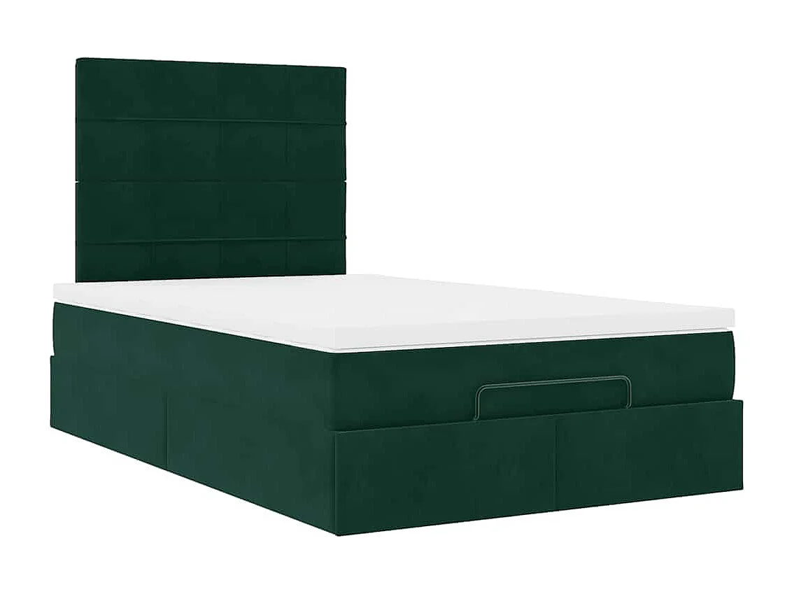 Cadre de lit ottoman avec matelas vert foncé 120x200 cm velours