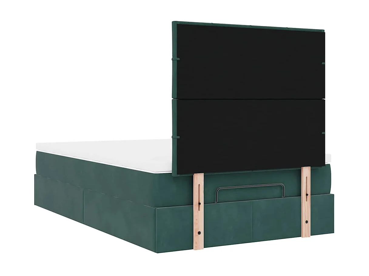 Cadre de lit ottoman avec matelas vert foncé 120x200 cm velours
