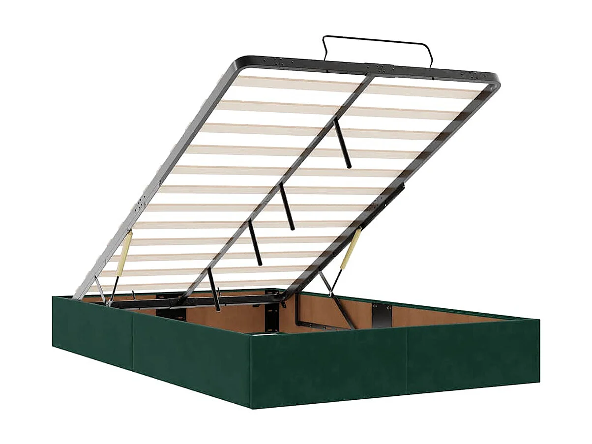 Cadre de lit ottoman avec matelas vert foncé 120x200 cm velours