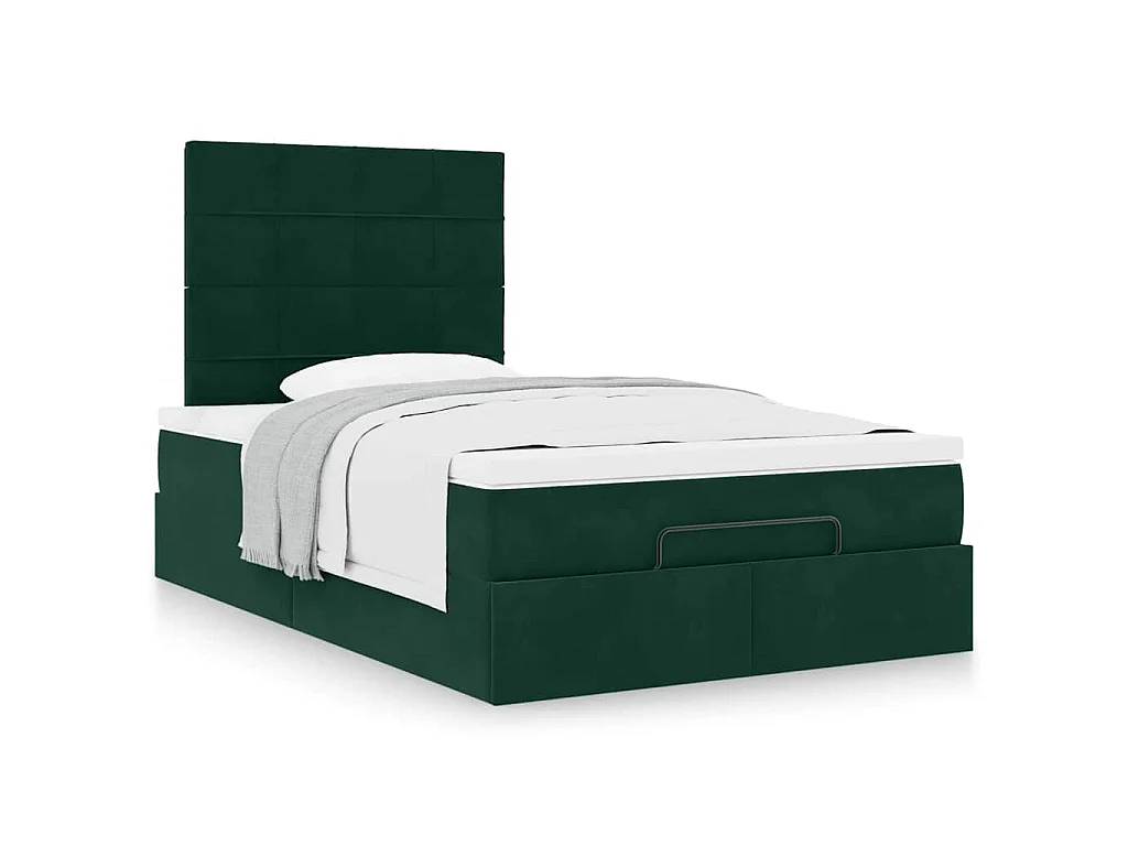Ottoman bed met matrassen 120x200cm fluweel donkergroen