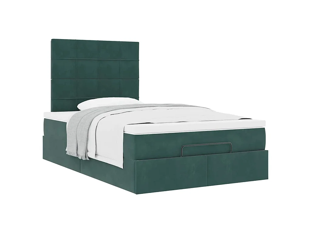 Ottoman bed met matrassen 120x200cm fluweel donkergroen