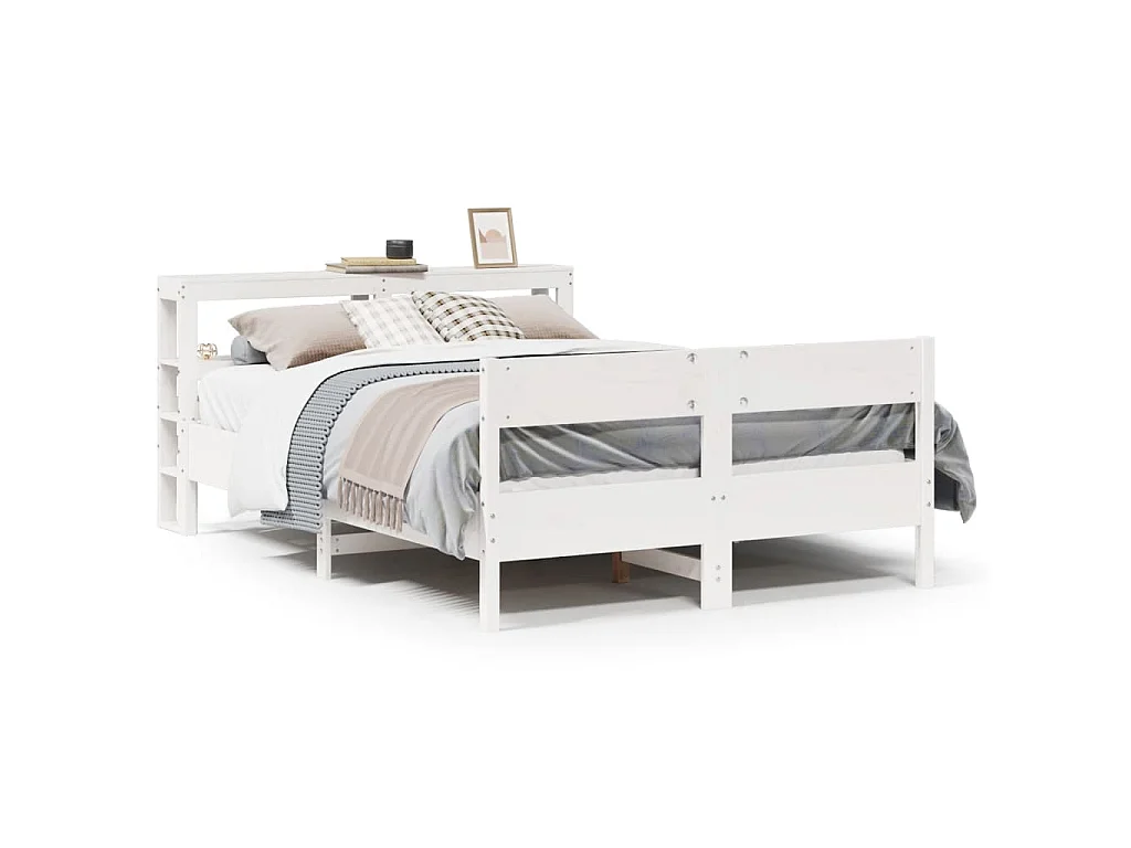 Cama sem colchão 120x190 cm madeira de pinho maciça branco