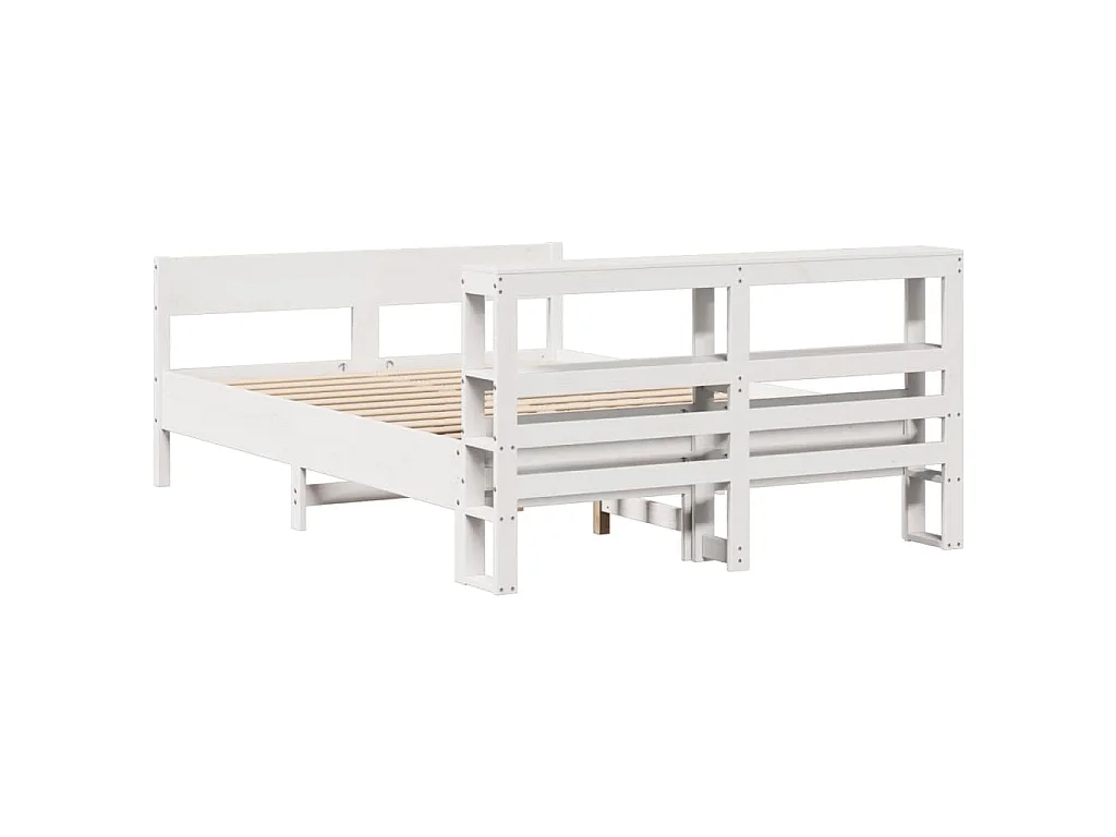 Cama sem colchão 120x190 cm madeira de pinho maciça branco