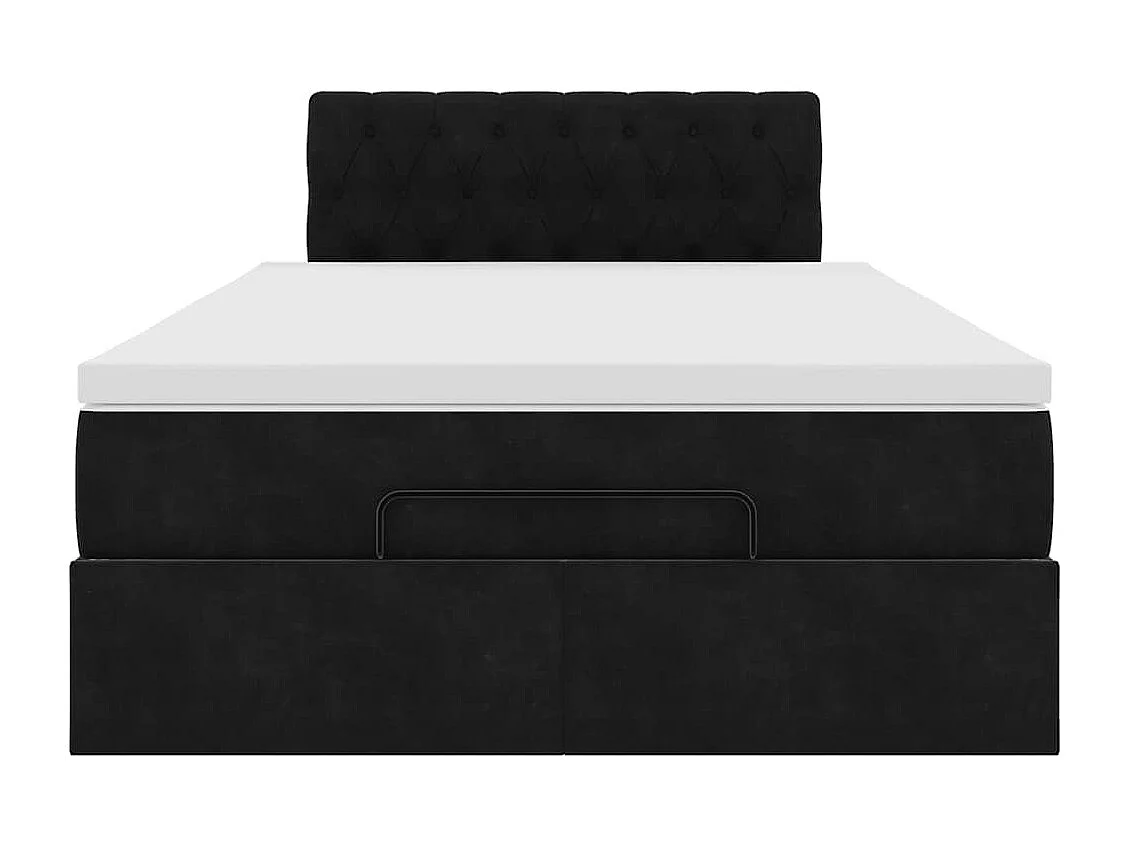 Cadre de lit ottoman avec matelas noir 120x200 cm velours
