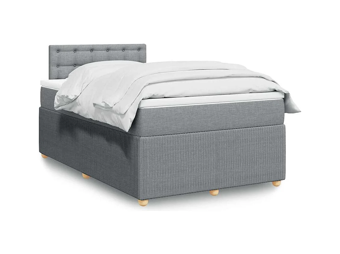 Sommier à lattes de lit et matelas gris clair 120x190 cm tissu