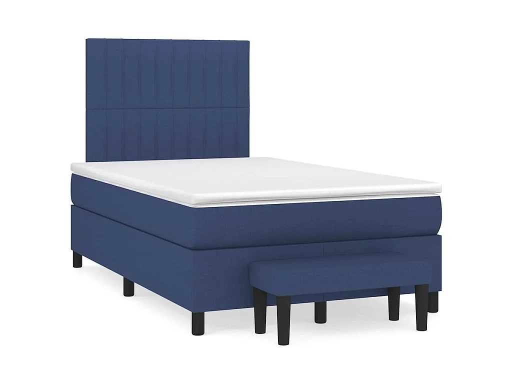 Cama box spring con colchón tela azul 120x190 cm