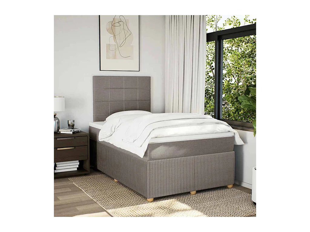 Sommier à lattes de lit avec matelas Taupe 120x200 cm Tissu