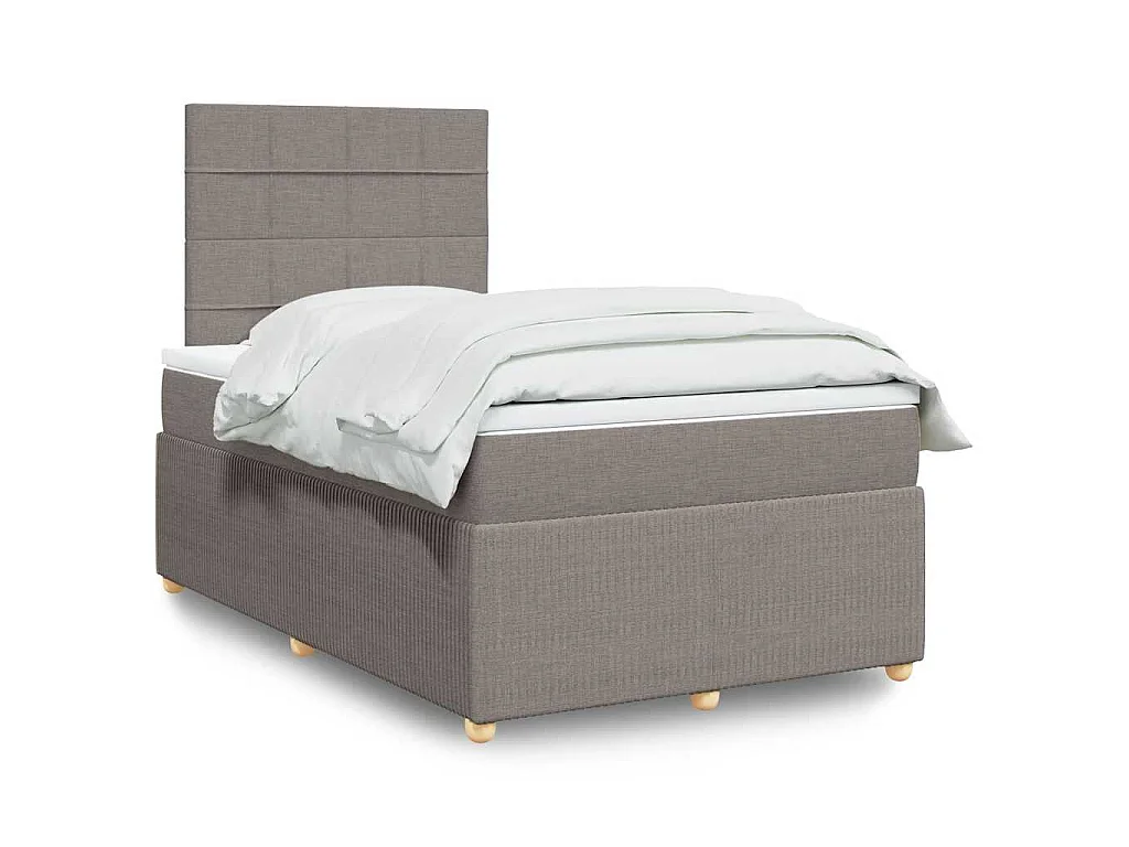 Sommier à lattes de lit avec matelas Taupe 120x200 cm Tissu