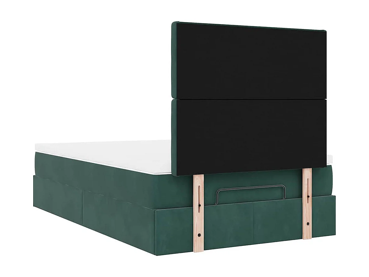 Cadre de lit ottoman avec matelas vert foncé 120x200 cm velours