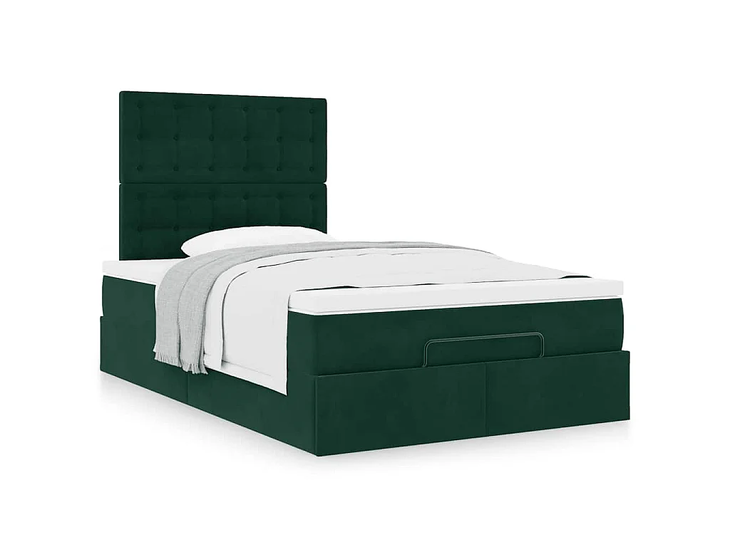 Ottoman bed met matrassen 120x200cm fluweel donkergroen