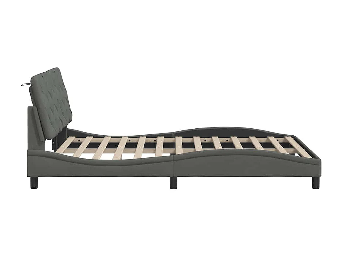 Bettgestell mit LED ohne Matratze Dunkelgrau 120x200 cm Stoff